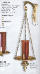  High Polish Bronze Finish Hanging Sanctuary Lamp With Bracket: 2384 Style - 11.5\" Ht 