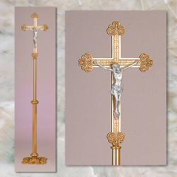  Gilt Finish Bronze Floor Processional Crucifix: 6193 Style - 84\" Ht 