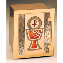  Bronze \"Eucharist\" Tabernacle w/Vault Lock: 8383 Style - 14\" Ht 