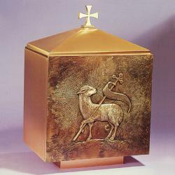  Satin Finish \"Lamb of God\" Bronze Tabernacle With Dome (A): 9621 Style - 17\" Ht 