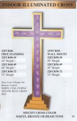  Illuminated Free Standing Indoor Aluminum Cross With Changeable Colors - 72\" Ht 