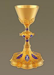  Neo-Gothic Chalice with IHS Well Paten 