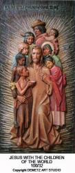  Jesus w/Children of the World High Relief in Fiberglass, 8\" - 66\"H 
