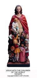  Jesus Protector of All Children Statue in Linden Wood, 54\" & 72\"H 