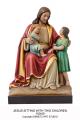  Jesus Sitting w/Two Children Statue in Linden Wood, 36"H 