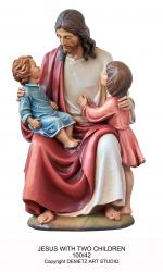  Jesus Sitting w/Two Children Statue in Fiberglass, 30\" & 48\"H 