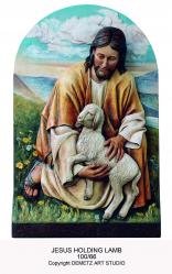  Jesus Holding the Lamb Plaque in Fiberglass 