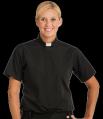  Black Short Sleeve Tab Women's Clergy Shirt (Poly/Cotton) 