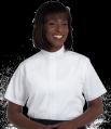  White Short Sleeve Tab Women's Clergy Shirt (Poly/Cotton) 