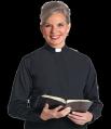  Black Long Sleeve Tab Women's Clergy Shirt (Poly/Cotton) 