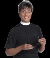  Black Short Sleeve Neckband Women's Clergy Shirt (Polyester) 