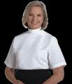  White Short Sleeve Neckband Women's Clergy Shirt (Polyester) 
