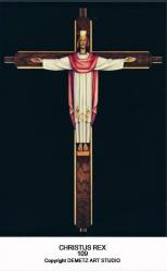  Christ the King/Christus Rex Corpus w/Cross in Linden Wood, 10\" - 48\"H 