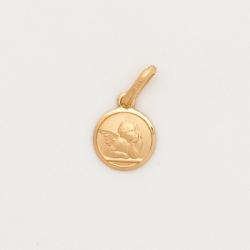  10k Gold Tiny Round Guardian Angel Medal 