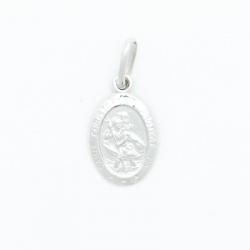  10k White Gold Small Oval Saint Christopher Medal 