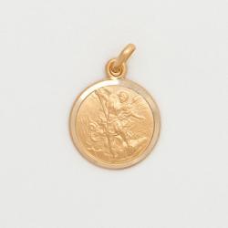  10k Gold Small Round Saint Michael Medal 