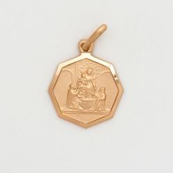  10k Gold Small Octagonal Our Lady Of Pompeii Medal 