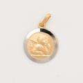  10k Gold Medium Round Two-Tone Angel Medal 