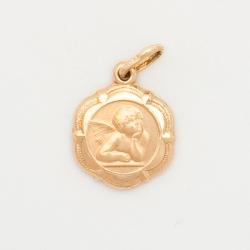  10k Gold Small Ornate Guardian Angel Medal 