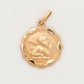  10k Gold Medium Ornate Guardian Angel Medal 