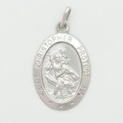  10k White Gold Large Oval Saint Christopher Medal 