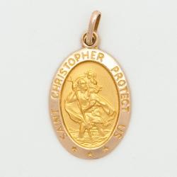  10k Gold Large Oval Saint Christopher Medal 