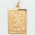  10k Gold Extra Large Rectangular Saint Christopher Medal 