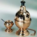  Thurible & Incense Boat | Bronze Or Brass | Single Chain | Round Base 