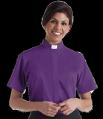  Purple Short Sleeve Tab Women's Clergy Shirt (Poly/Cotton) 