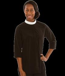  Black Tunic Neckband Women\'s Clergy Shirt (Polyester) 