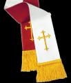  Reversible Pavillion Red/White Pulpit Stole With Cross (Polyester) 