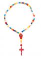  OVAL PRIMARY COLOR WOOD ROSARY (10 PC) 
