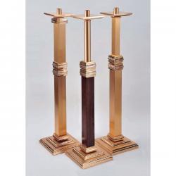  Fixed Combination Finish Bronze Paschal Candlestick w/Wood Column: 1120 Style - 1 15/16\" Socket 