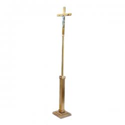  Combination Finish Bronze Floor Processional Crucifix: 1120 Style - 85\" Ht 