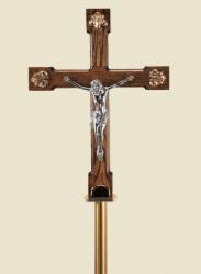  Satin Finish Bronze/Wood Floor Processional Crucifix: Style 1145 - 85\" Ht 