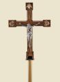  Satin Finish Bronze/Wood Floor Processional Crucifix: Style 1145 - 85" Ht 