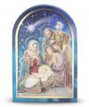  GOLD EMBOSSED STANDING NATIVITY SCENE WITH ANGEL PLAQUE (2 PC) 