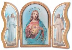  GOLD EMBOSSED SACRED HEART OF JESUS TRIPTYCH 