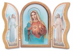  GOLD EMBOSSED IMMACULATE HEART OF MARY TRIPTYCH 