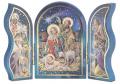  GOLD EMBOSSED STANDING NATIVITY SCENE WITH LAMB TRIPTYCH 