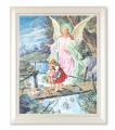  GUARDIAN ANGEL IN A PEARLIZED WHITE FRAME 