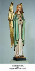  Angel Standing Statue in Linden Wood, 36 & 48\"H 
