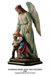  Guardian Angel w/Children Statue in Linden Wood, 48\" & 60\"H 