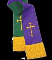  Reversible Pavillion Hunter Green/Purple Pulpit Stole With Cross (Polyester) 