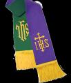  Reversible Pavillion Hunter Green/Purple Pulpit Stole With Symbol (Polyester) 