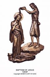 Baptism of Jesus Statue - 3/4 Relief - Bronze Metal, 24\" - 48\"H 