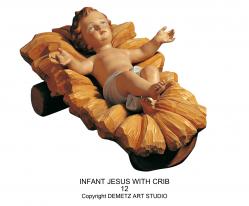  Christmas Nativity Holy Child/Infant Jesus w/Manger Crib in Fiberglass 