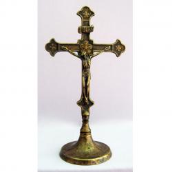  Antiqued Brass Standing Crucifix, 11 1/2\" 