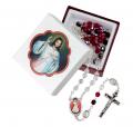  TRI-COLOR GLASS BEAD ROSARY DIVINE MERCY 