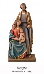  Holy Family Statue 3/4 Relief in Linden Wood, 24\" & 36\"H 